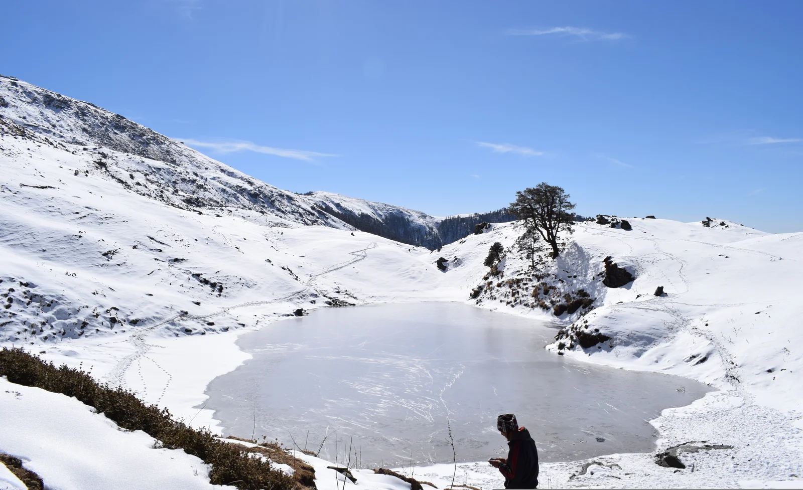 Brahmatal lake and mountain landscape